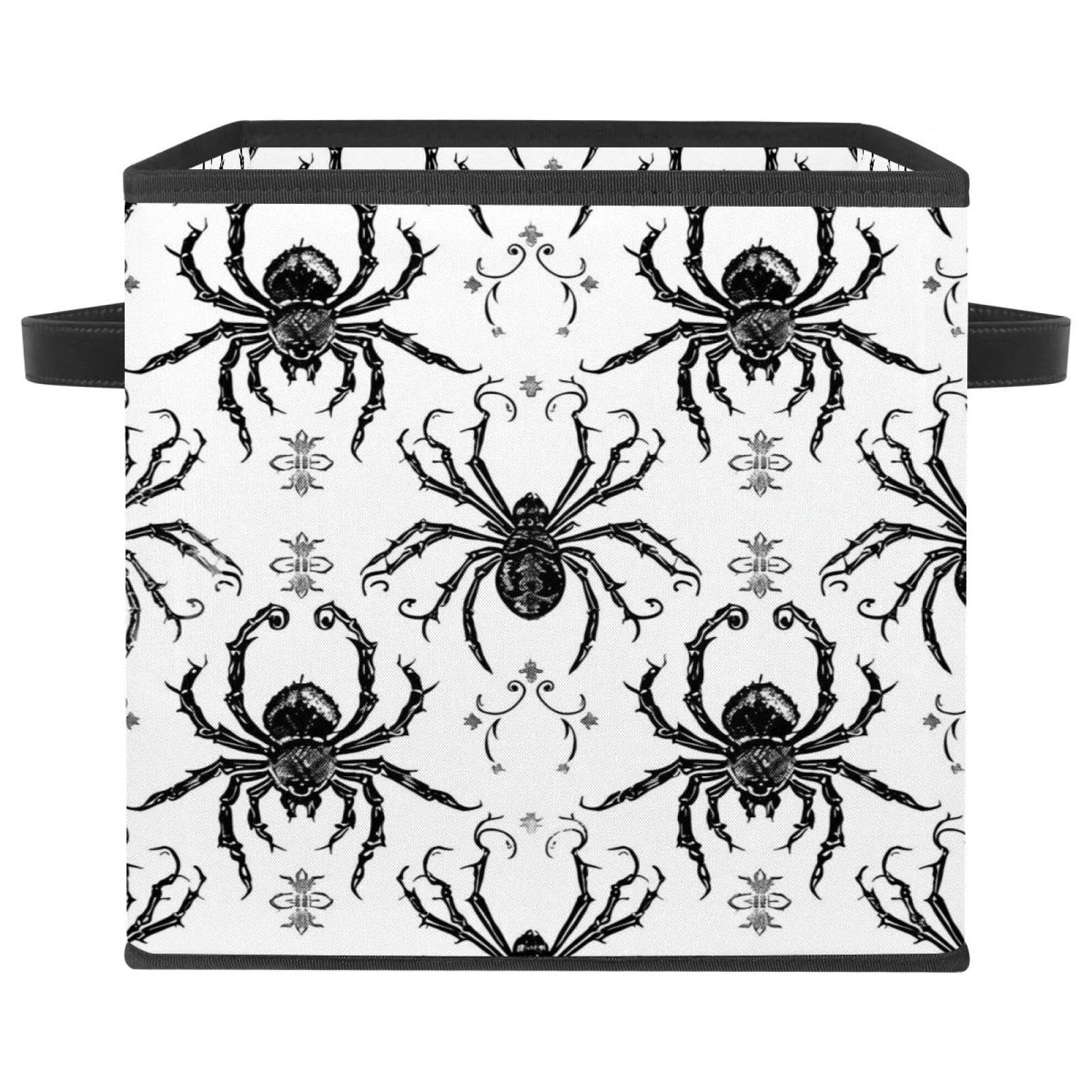 Panier tissu Oxford de 27,9 cm noir motif araignée d'Halloween pour étagère