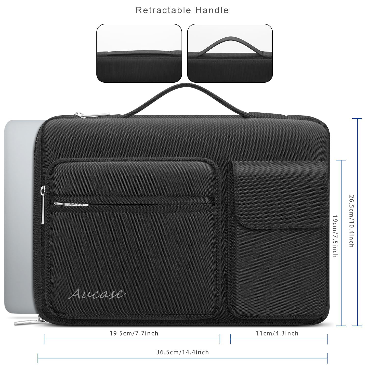 Custodia per laptop da 14" con manico e 3 tasche, custodia protettiva impermeabile per MacBook Pro 15,3'' M2 M3/HP/LENOVO/ACER/ASUS/DELL Chromebook Matebook 14