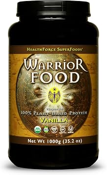 HealthForce SuperFoods Warrior Food - 1000 grams, Vanilla Flavor - All Natural Plant Based Protein Powder - Organic, Non GMO, Vegan, Gluten Free - 50 Servings