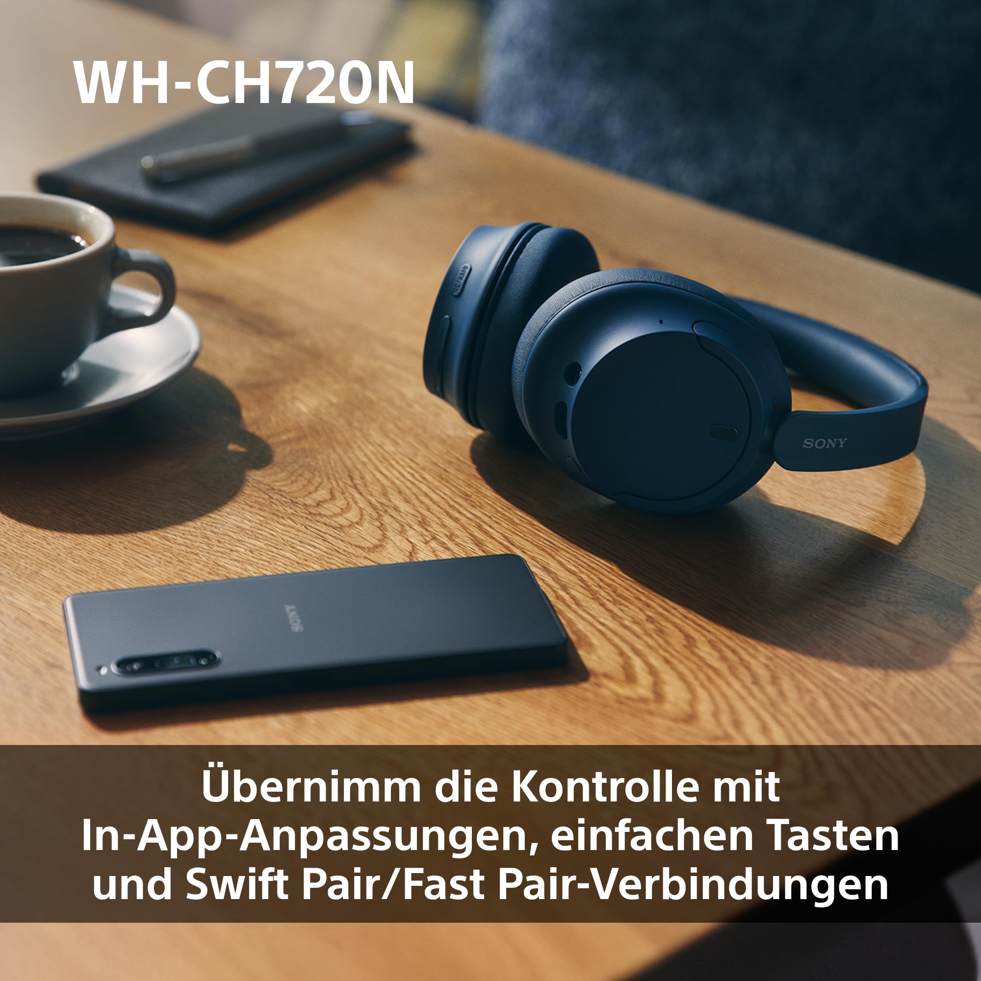 Sony WH-CH720N Kabelloser Bluetooth-Kopfhörer mit Noise Cancelling, 35h Akkulaufzeit, Schwarz