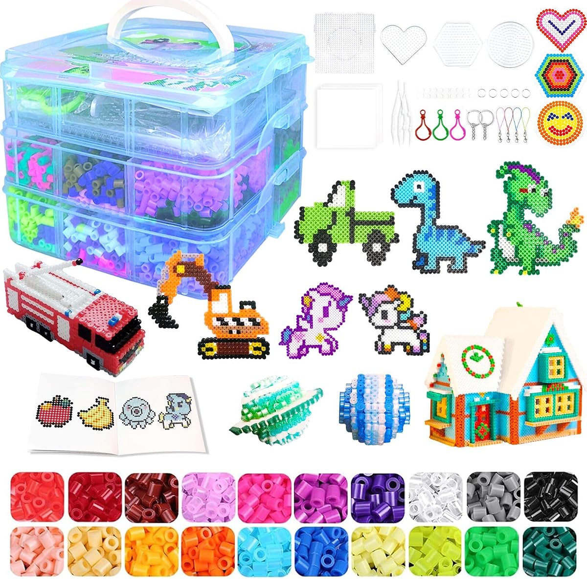 Fuse Beads Kit for Kids - 11000 Fuse Beads, 20 Colors 5mm Beads Craft Set with Storage Box, Pegboards, Ironing Paper and Accessories, Arts and Crafts Set Toys Gifts for Girls & Boys Birthday Christmas