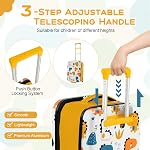 HONEY JOY Des bagages pour enfants, 20 Inch Élargissable Enfants Coque dure Valise de transport avec poignée télescopique, poche de bouteille, avion approuvé, bagages de voyage pour les jeunes filles (Yellow Dinosaur)