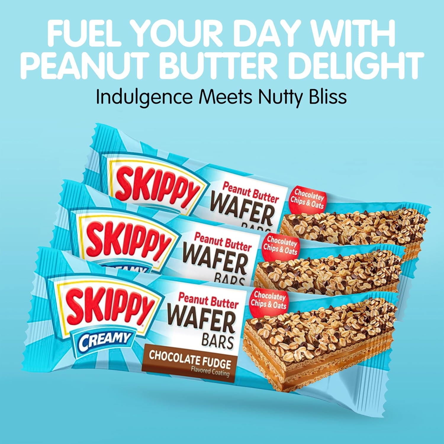 SKIPPY Creamy Peanut Butter & Chocolate Fudge Wafer Bars 22 individule wrapped bars (Pack of 2)