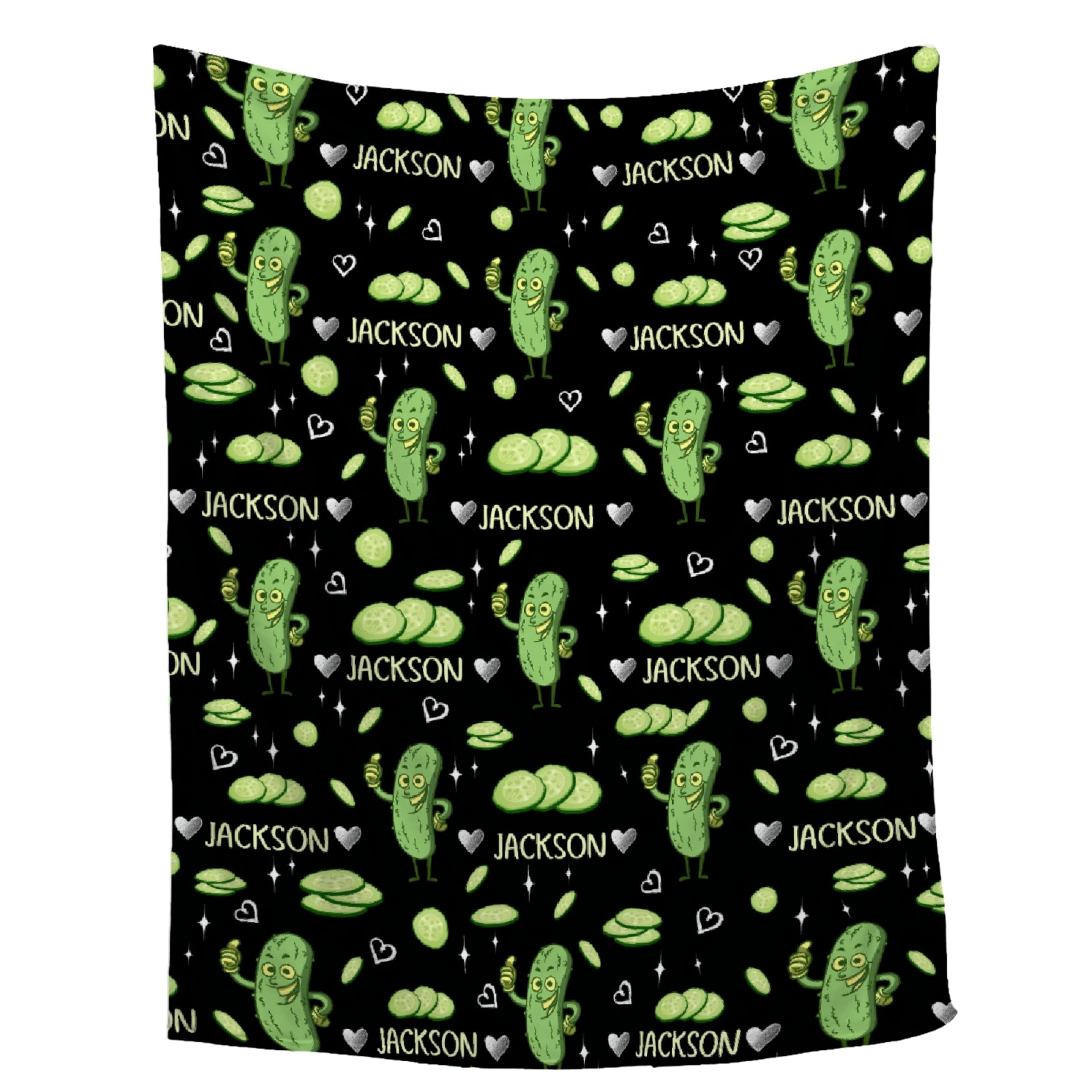 Custom Pickles Blanket Personalized Pickles Lover Throw Blanket with Name for Adult Baby Kid Girls Pet Super Soft Flannel Blanket for Sofa Couch Bed Camping Travel,40