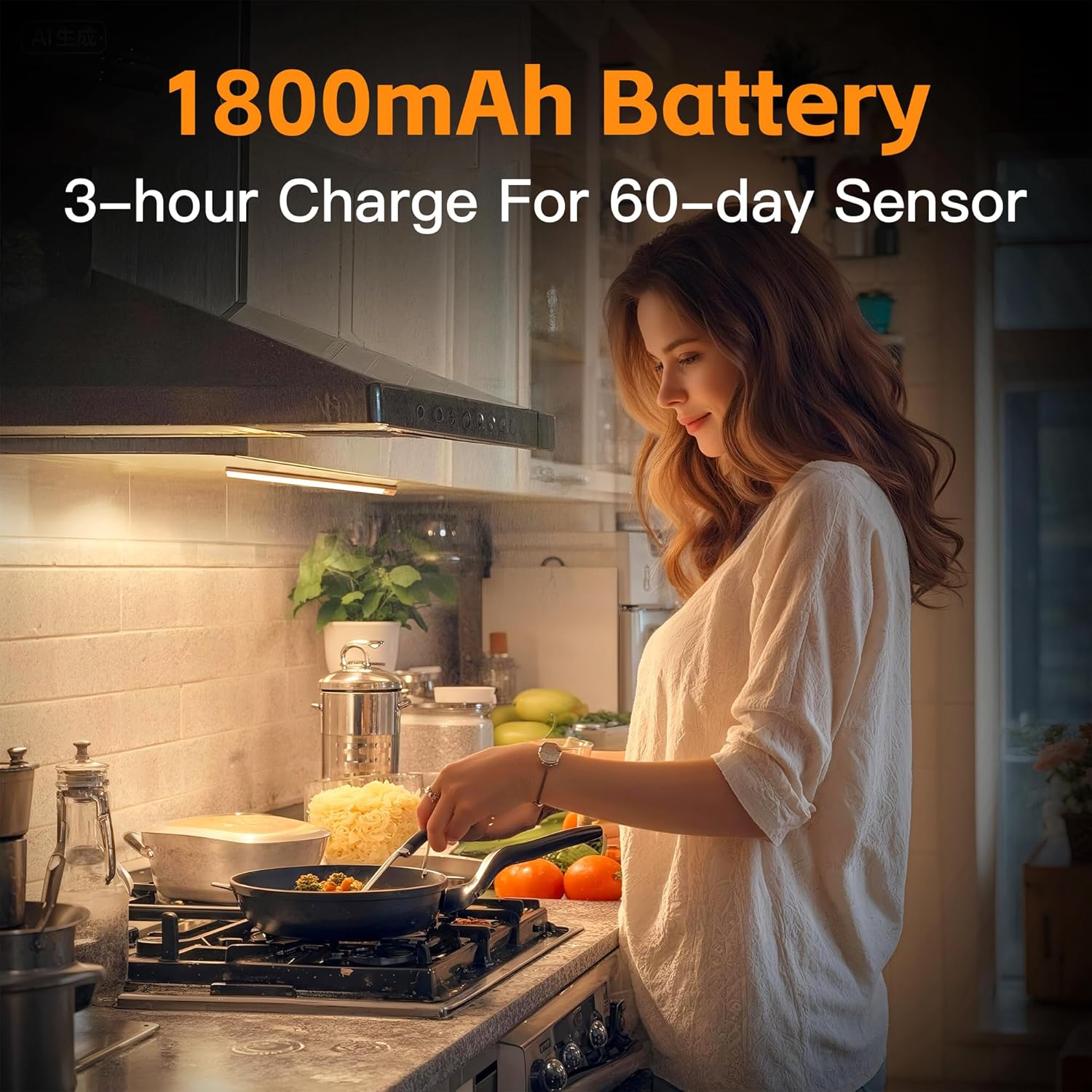 7.9inch Under Cabinet Lighting,1400mAh with Motion Sensor,34LED 3Color Temperature,Closet Lights Motion Sensored, USB-C Charging,Durable And easy-to-install Magnetic Cabinet Light,staircases,-4Pack