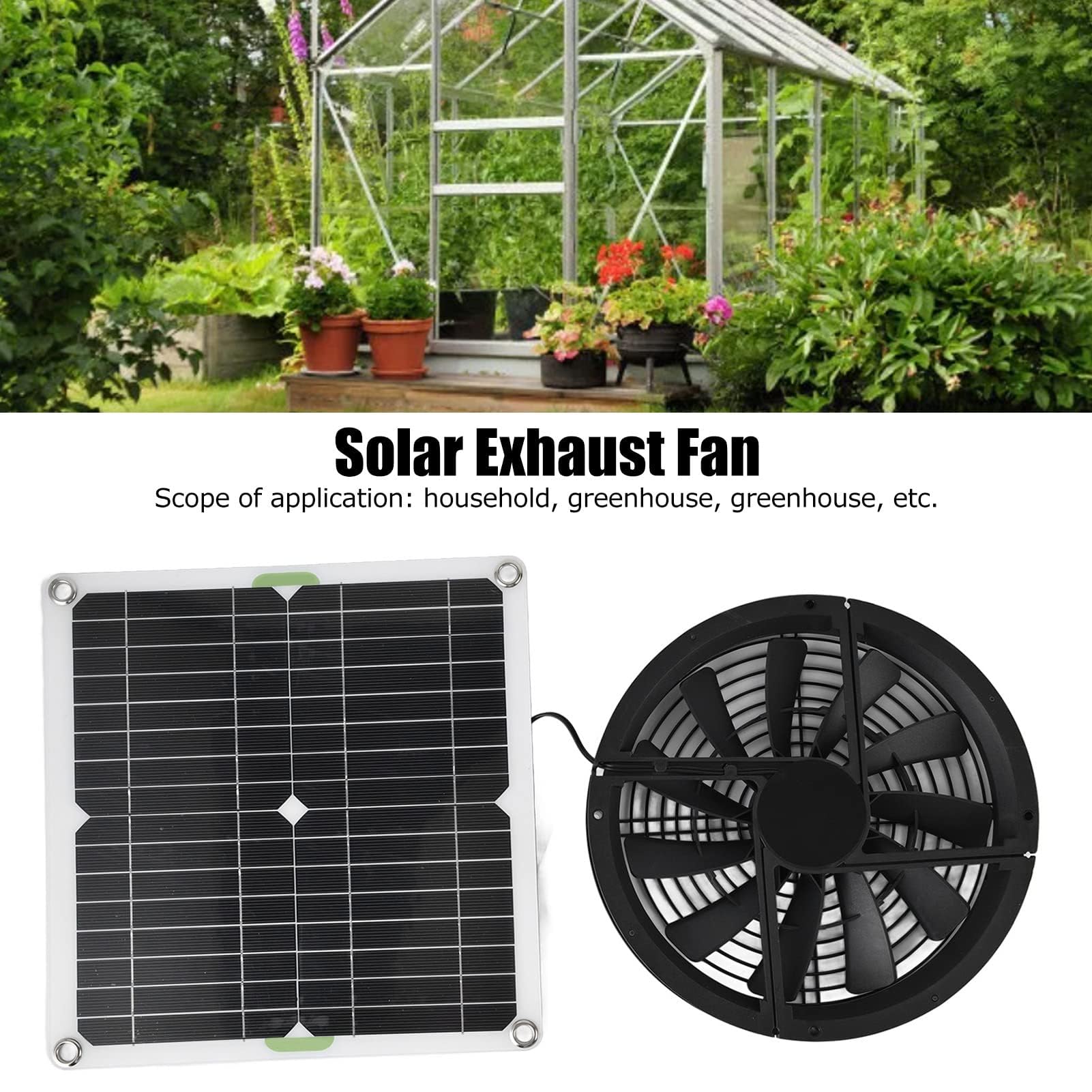 Dpofirs Kit de Ventilateur de Panneau Solaire, Ventilateur D'extraction pour Petits Poulaillers, Serres, Abris pour Animaux de Compagnie, échappement de Fenêtre, Ventilateur de