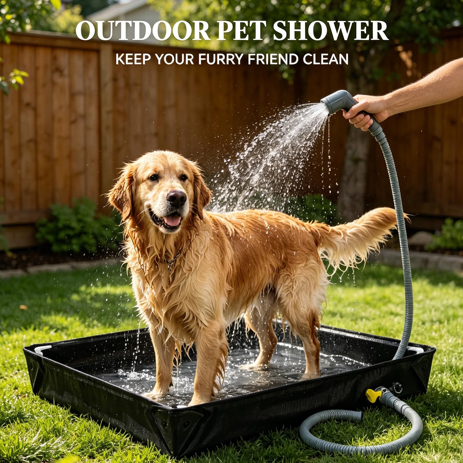 Doccia da campeggio, pieghevole, 80 x 80 cm, con tubo di scarico, impermeabile, portatile, base doccia per esterni, fondo tenda, lavabo, per camper, viaggi, giardino, vasca per animali domestici