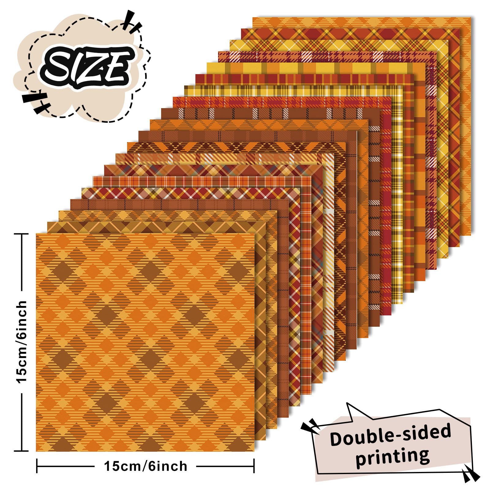 Orange Patterns Scrapbook Paper: 8.5x8.5, Double-Sided Decorative