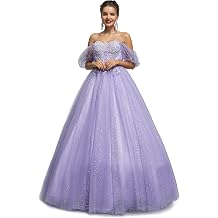 Sequined Pearl Off Shoulder Ball Prom Dress Floor Lenght Tulle Quinceanera Dresses Formal Princess Ball Prom Dress
