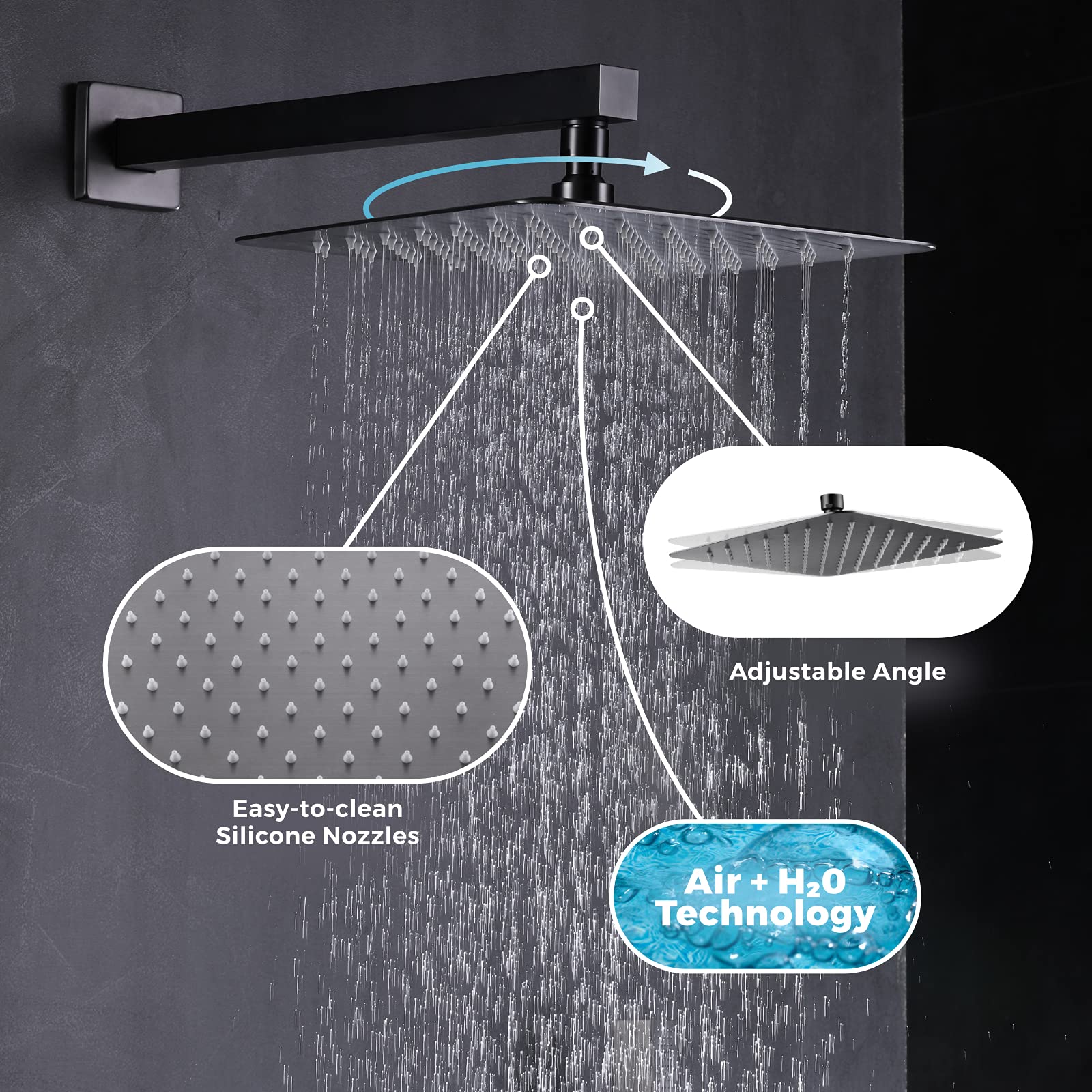 Shower System Brushed Metal Gun Shower Faucet Set Complete Bathroom 10