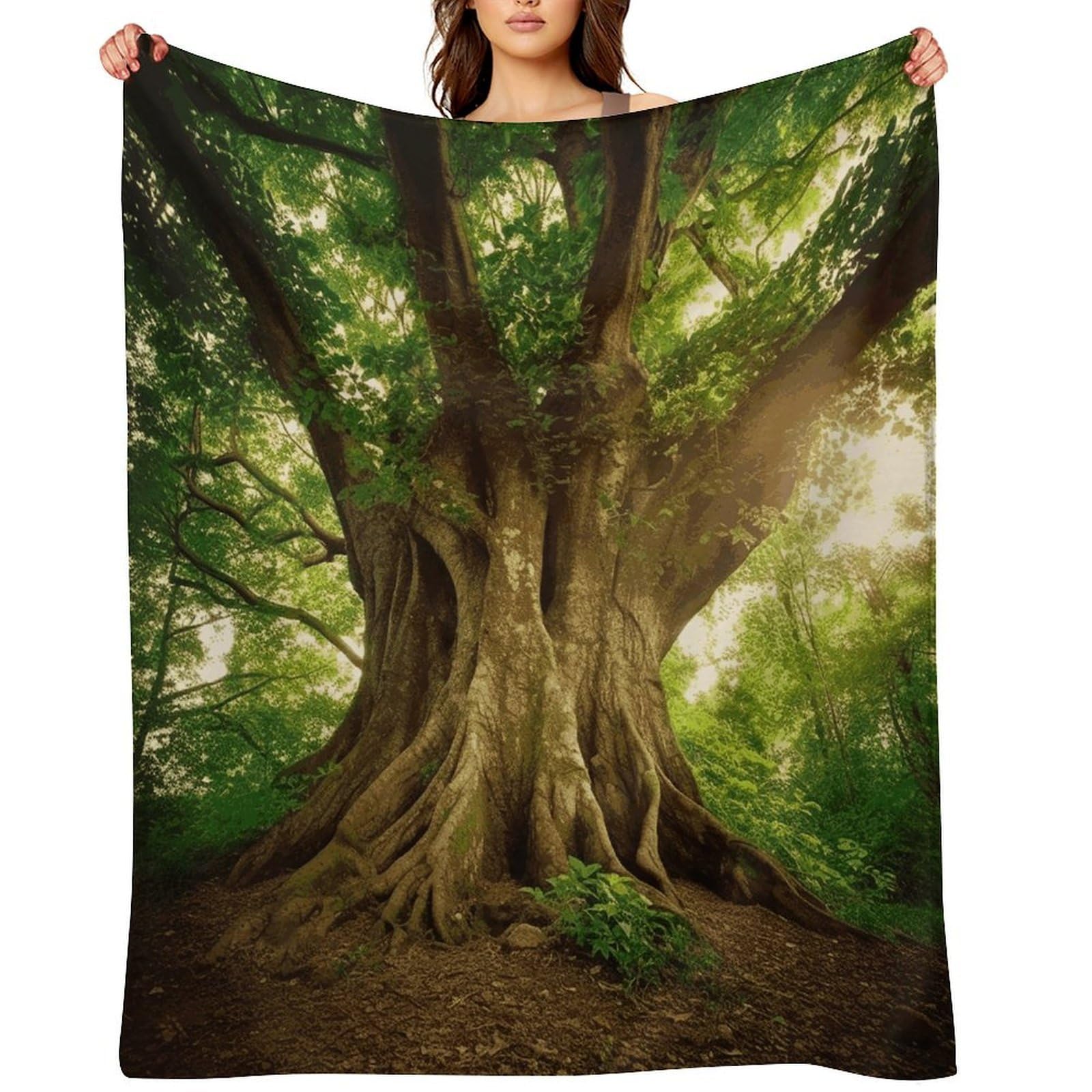 Thick Tree Blankets Flannel Soft Blanket for Couch Warm Cozy Throw Blankets Fashion Bed Blanket Thick Bath Towel Bedspread Tapestry for Home Supplies Gift 50"x60"