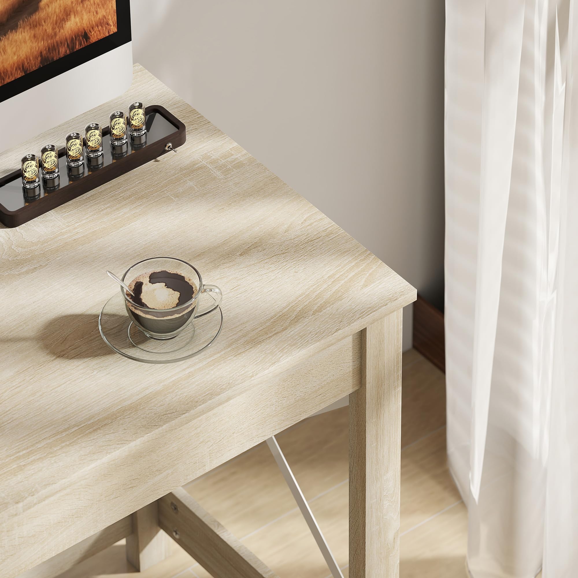 HOMCOM Mesa Escritorio Estilo Moderno Fácil de Montar 105x50x76 cm Natural | Mesa de Ordenador, para Oficina Dormitorio Estudio