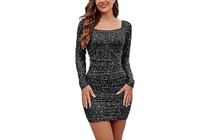 Women's Square Neck Sparkly Dress: Shimmering Elegance for Homecoming