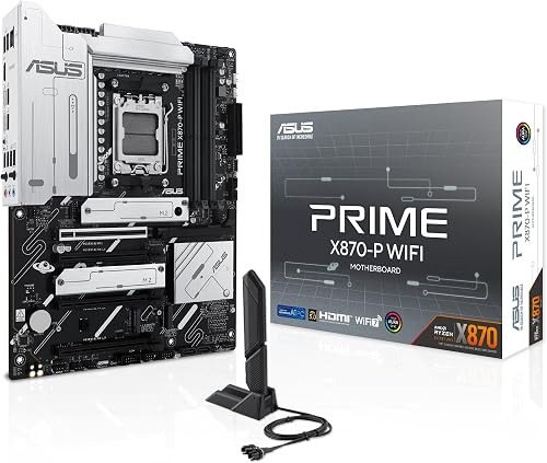ASUS Prime X870-P WiFi – Carte mère Gaming AMD Ryzen AM5 X870 ATX (DDR5, 14+2+1 (80A) DrMOS, PCIe 5.0, 4 x M.2, USB4, HDMI, WiFi 7, Aura Sync RGB) - 1