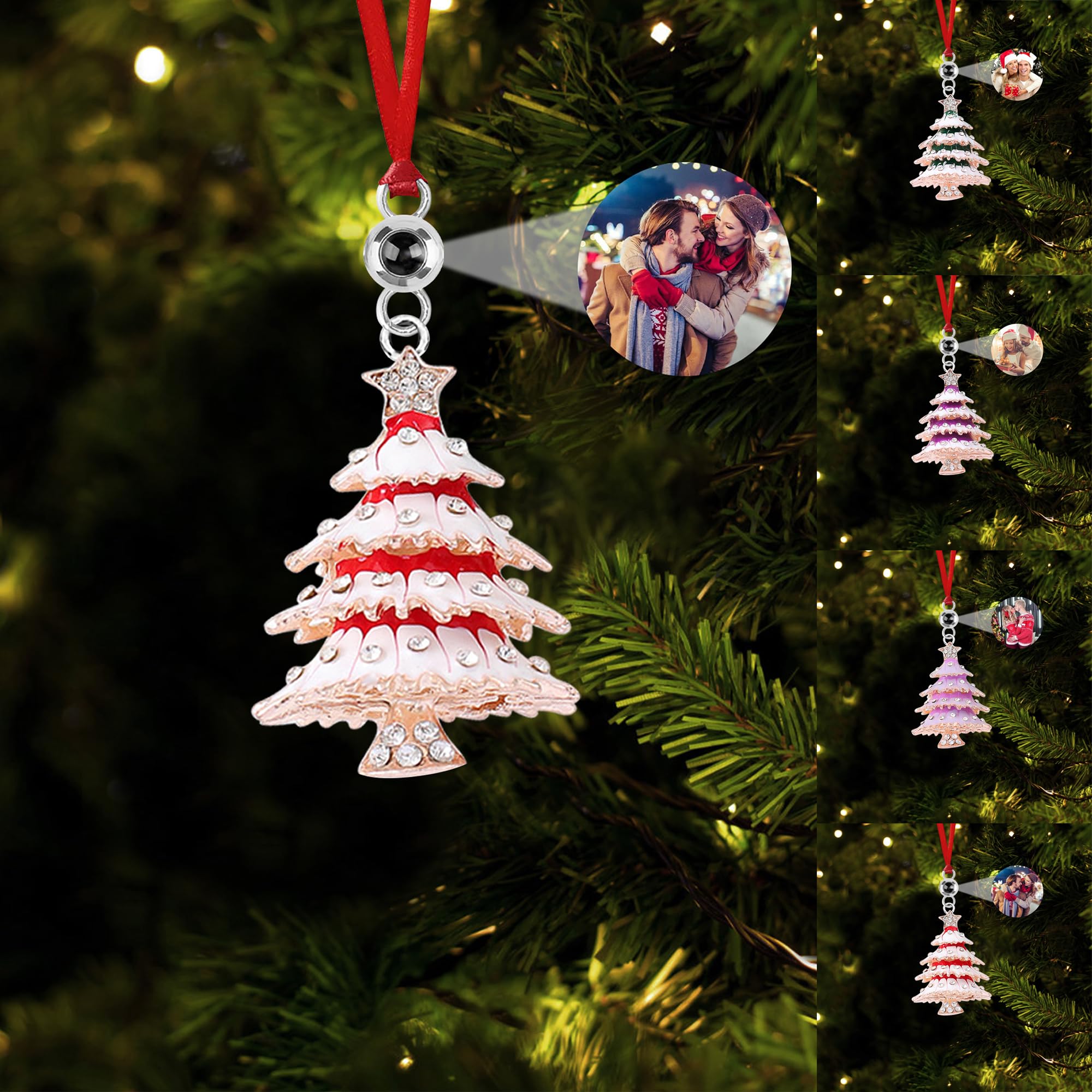 Personalized Christmas Ornaments Custom Christmas Tree Photo Projection Ornament Picture Ornaments for Christmas Tree Memorial Christmas Ornament Birthday Xmas Decor Gifts,Christmas Tree-3