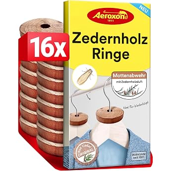 Aeroxon Cedar Wood Moth Protection 16 Rings Moth Protection for Wardrobe