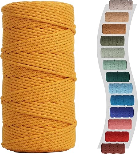 NOANTA Cuerda de macramé color mostaza, 0.118 in x 150 yardas, cuerda de algodón colorido para colgar plantas de macramé, para colgar en la pared, NOANTA Cuerda de macramé color mostaza, 0.118 in x 150 yardas, cuerda de algodón colorido para colgar plantas de macramé, para colgar en la pared,