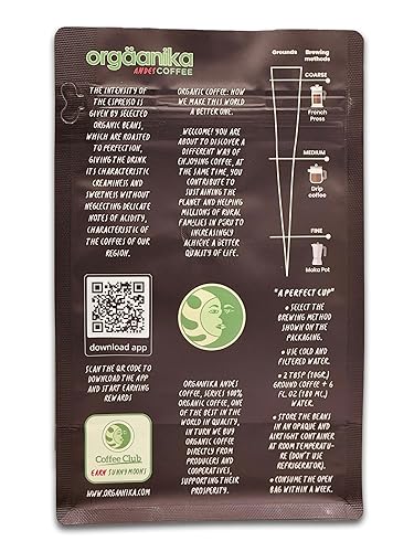 Miniatura 2 de Orgaanika Andes Espresso Blend  Gourmet Fine Ground  Tostado Medio  Especialidad Orgánica Lo mejor para preparación de Moka Pot & Espresso Brewing,