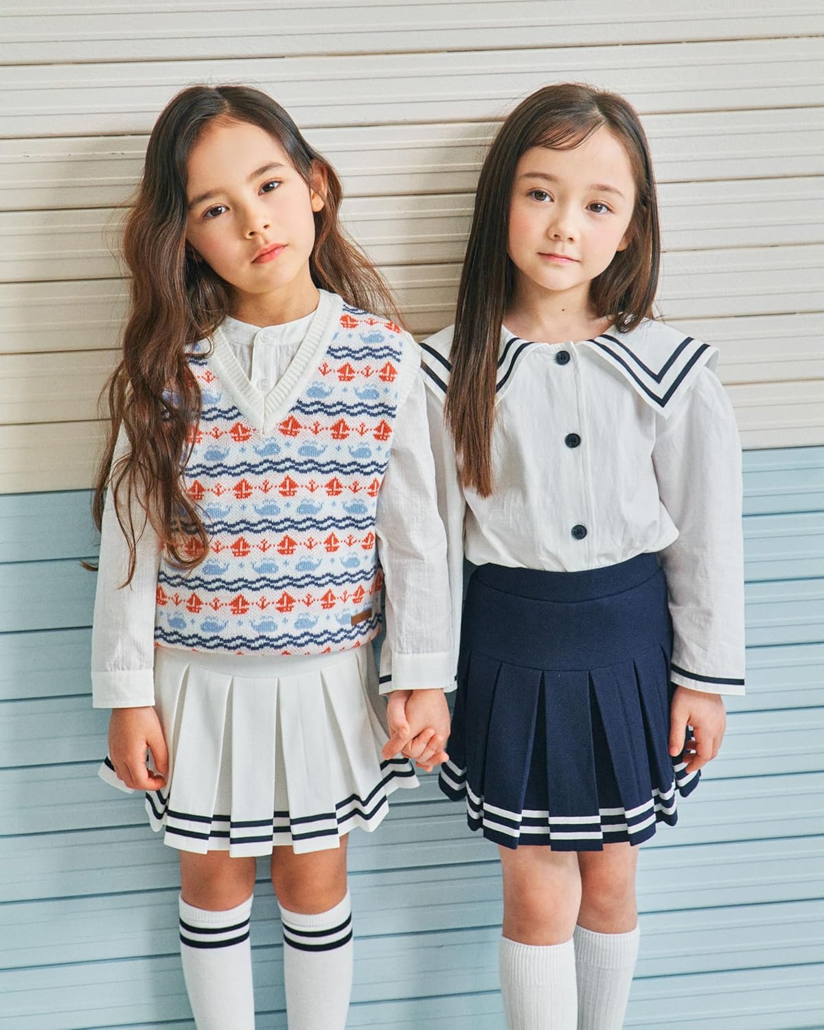 Girls Pleated Skirt Skort School Uniform Mini Skirt Cheer Skirt Tennis Skirt with Striped Hem and Inner Shorts - Image 5