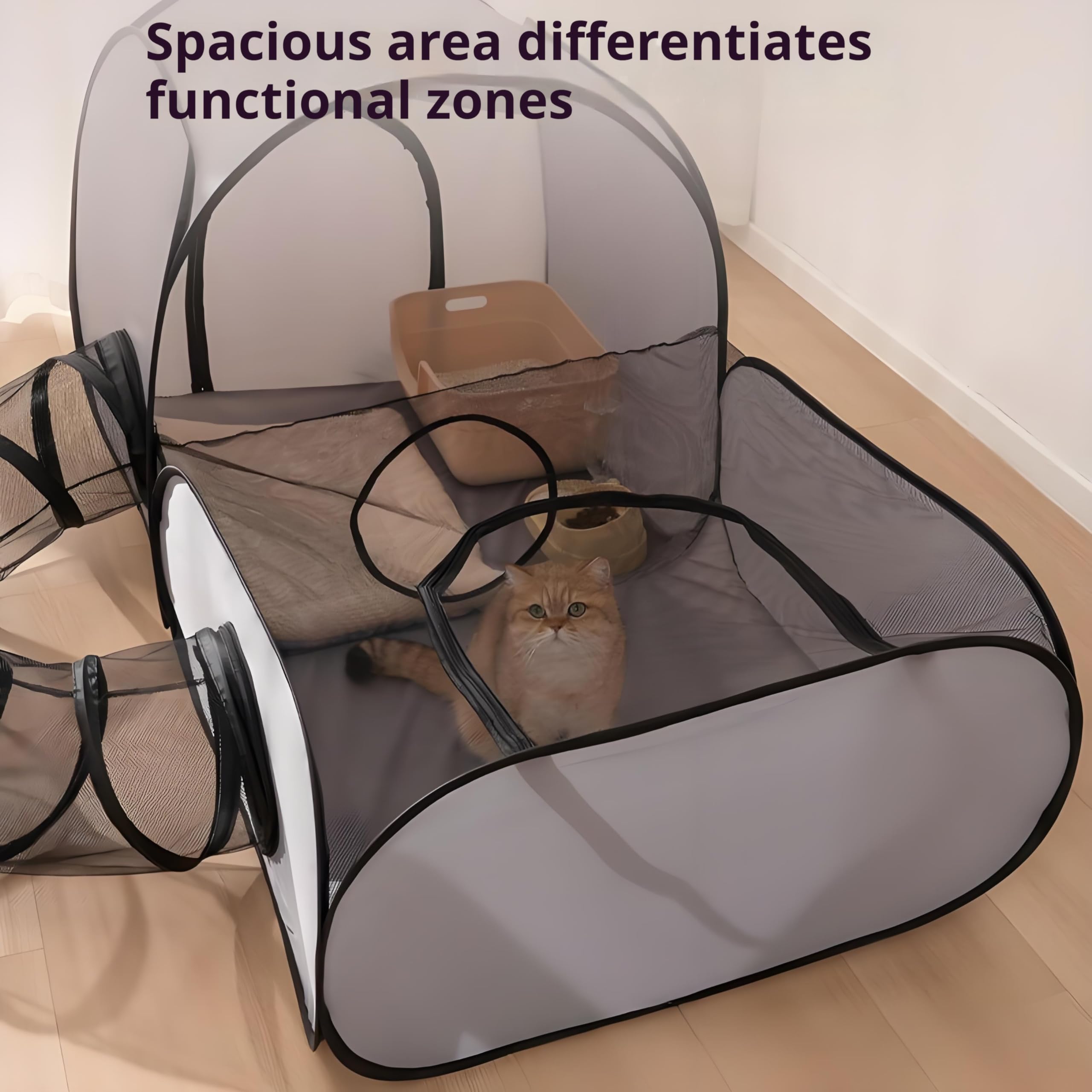 Parc d'extérieur pour Chat - Enclos Portable avec Tunnel - Maison de Jeu Interactive pour Chiots et Petits Animaux
