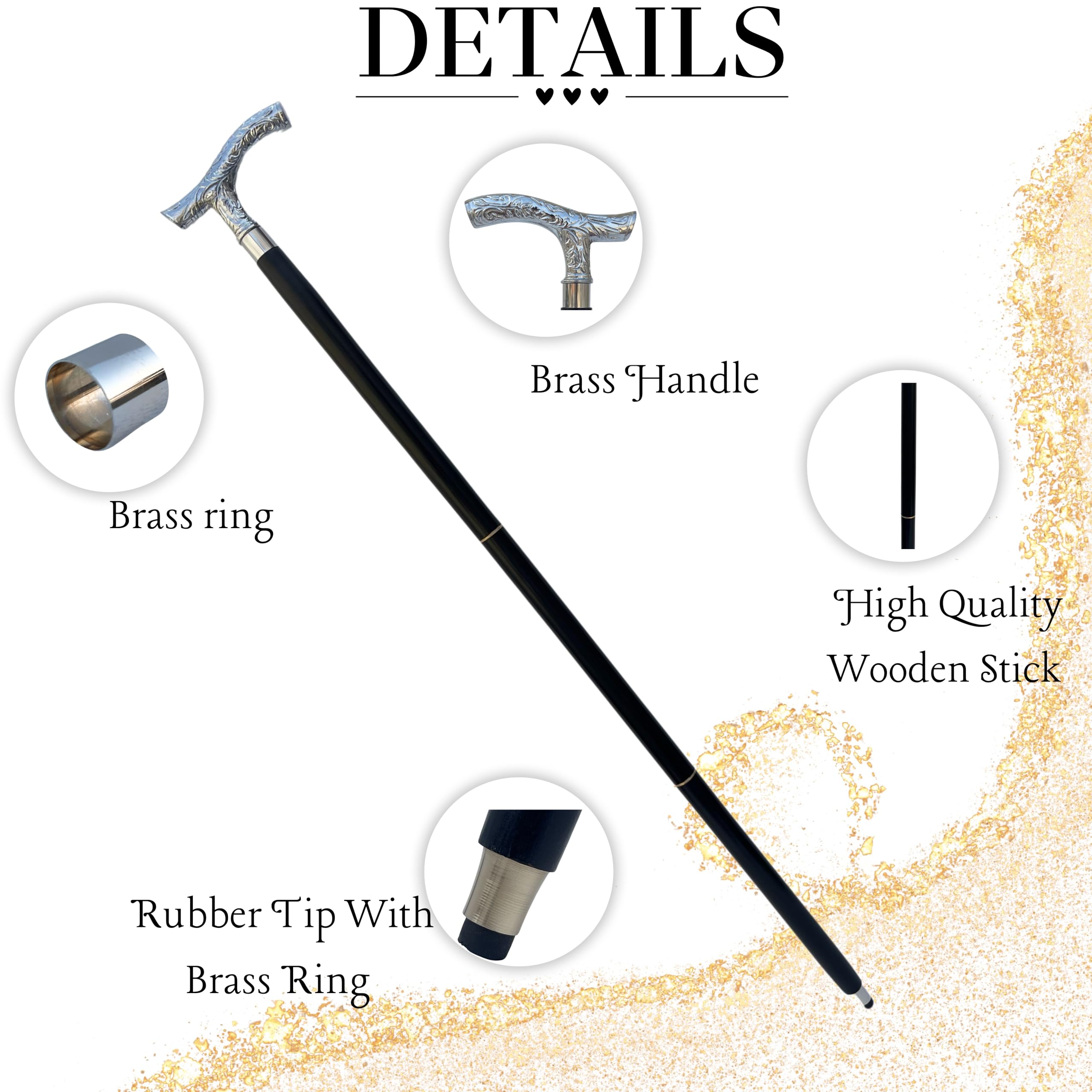 Amazon.co.jp: 木製 歩行用杖 37インチ ビンテージの漆黒 シーシャム