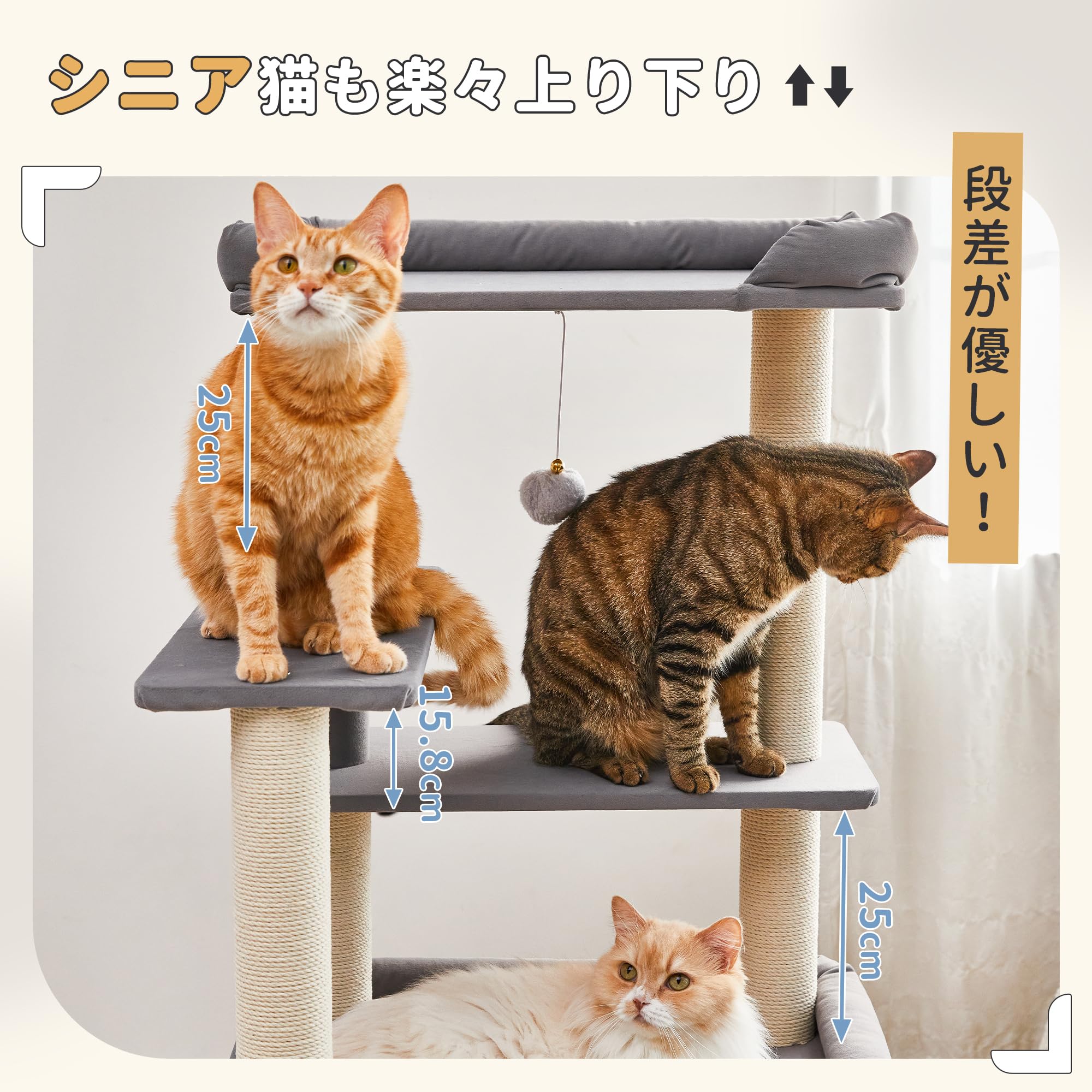 Amazon | MWPO 猫タワー 新素材 大型猫 シニア猫 据え置き 安定