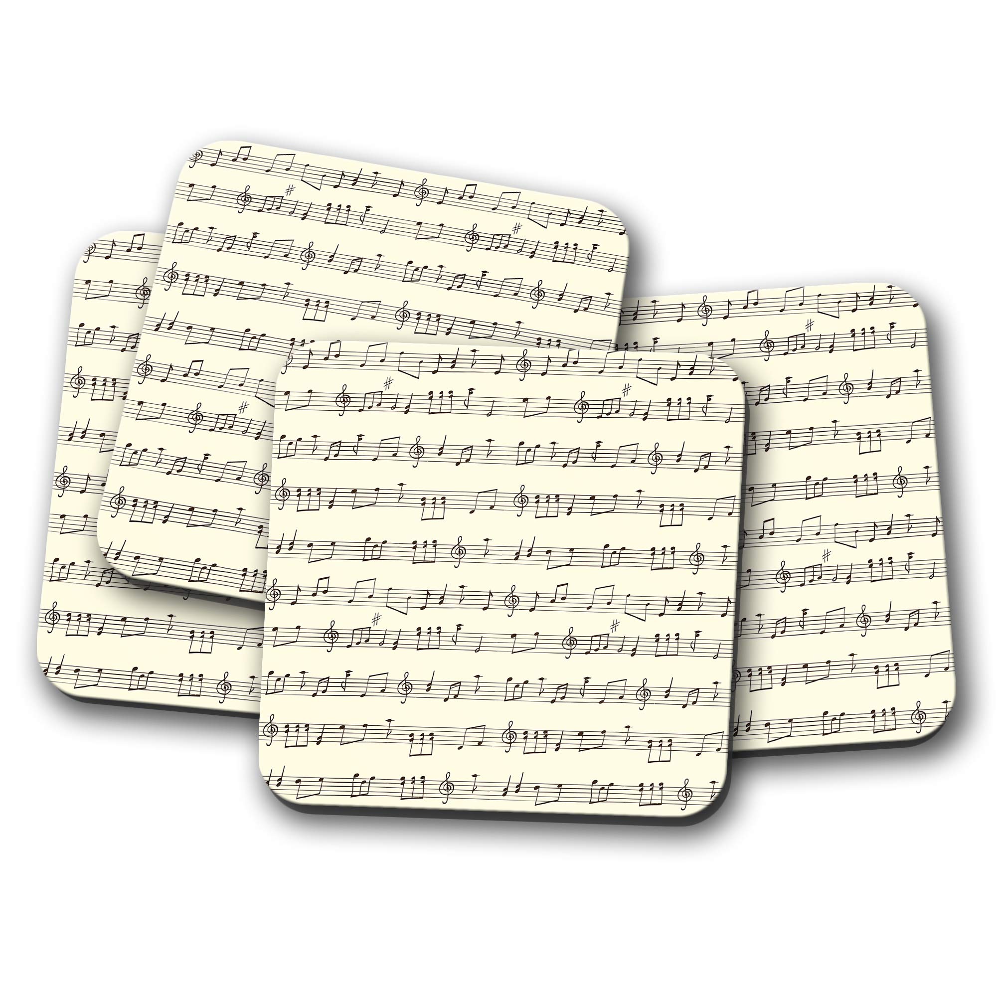 Destinationvinyl Multicolor 4 Set - Sheet Music Coaster - Musician Piano Teacher Student Choir #13121