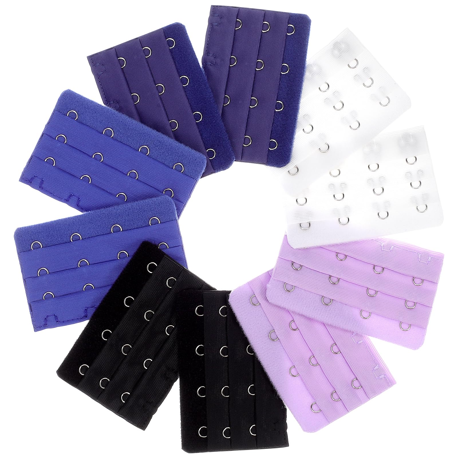 Valiclud Women's 4 Hooks Bra Extenders For Bra Extension 3 Rows Strap Extender 10 Pcs Random Color