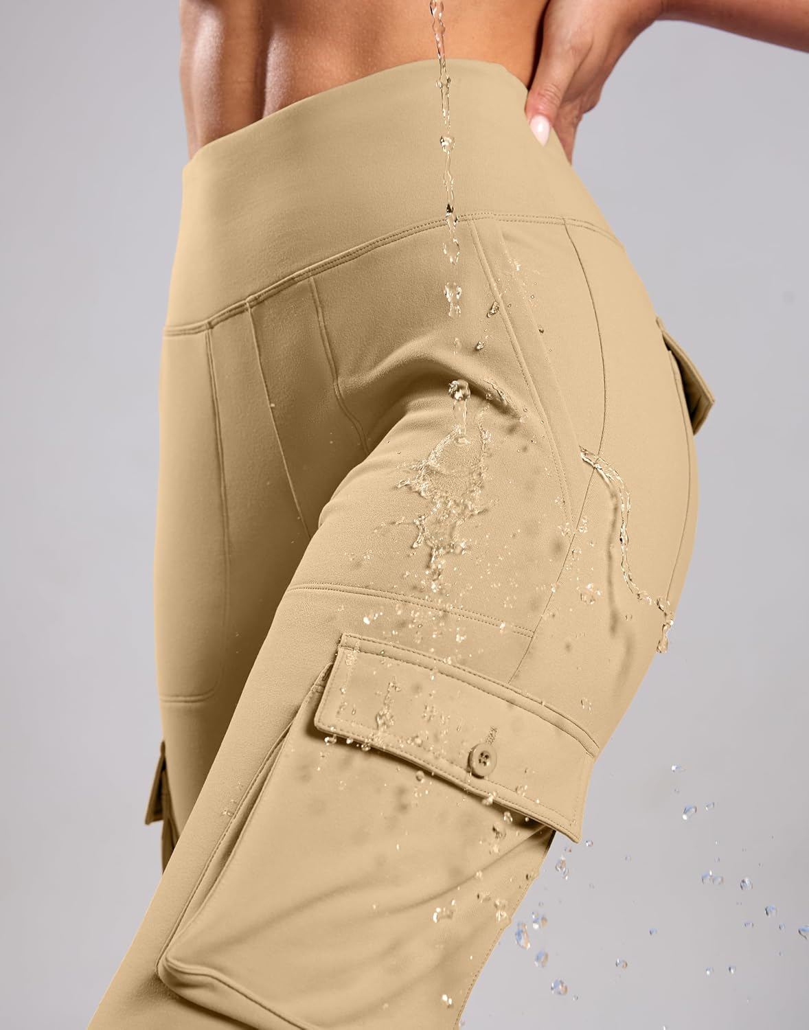 G Gradual Women's Fleece Lined Cargo Pants 6 Pockets Bootcut Water Resistant Winter Flare Leggings for Work, Hiking, Travel - Image 6