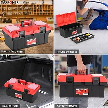 MAXPOWER 17 inch Tool Box, Small Plastic Toolbox with Handle