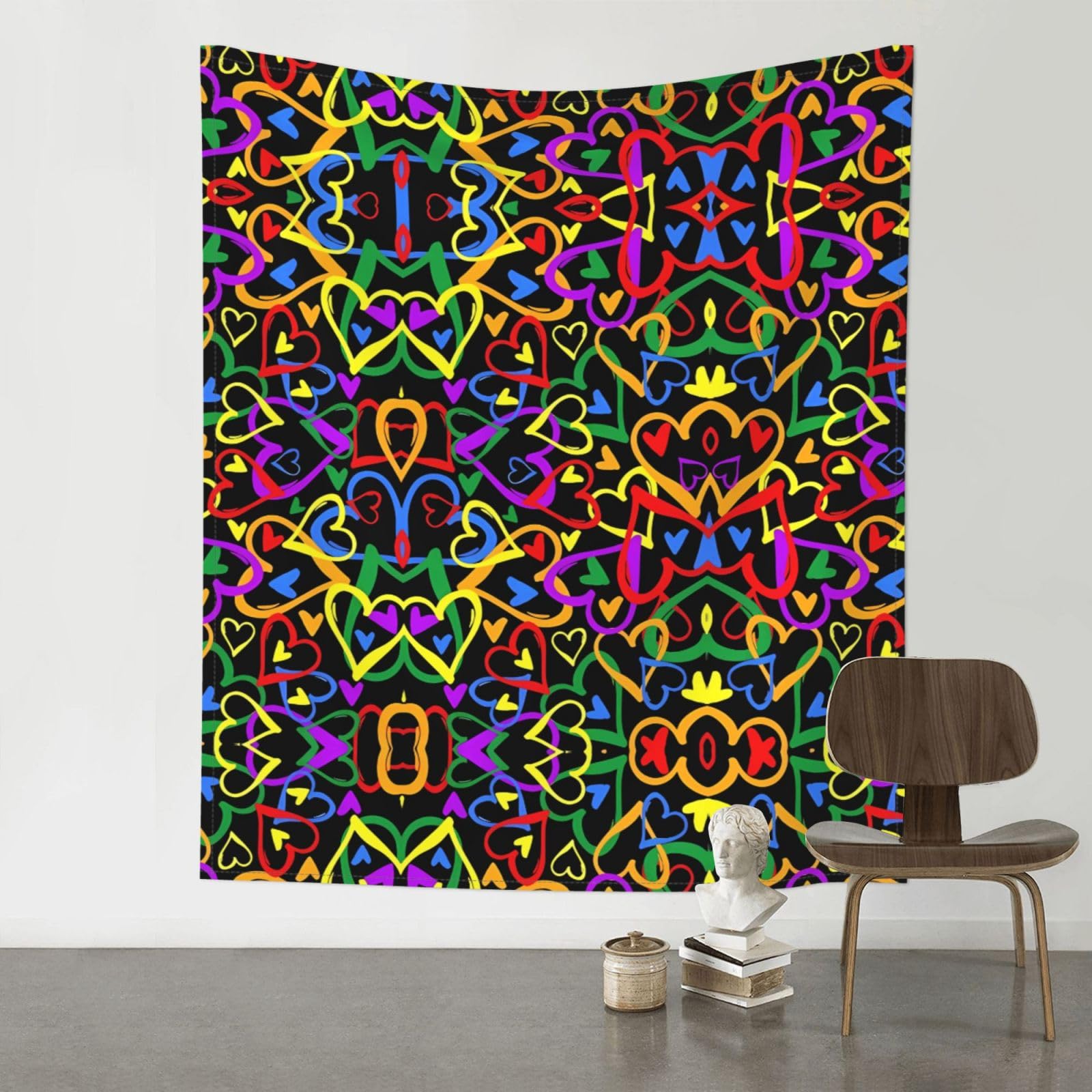 HJFCZH Gay Pride Rainbow Prints Wall Tapestry 60x51in – Artistic Home Decor Throw Blanket for Bedroom, Dorm, Beach & Picnic