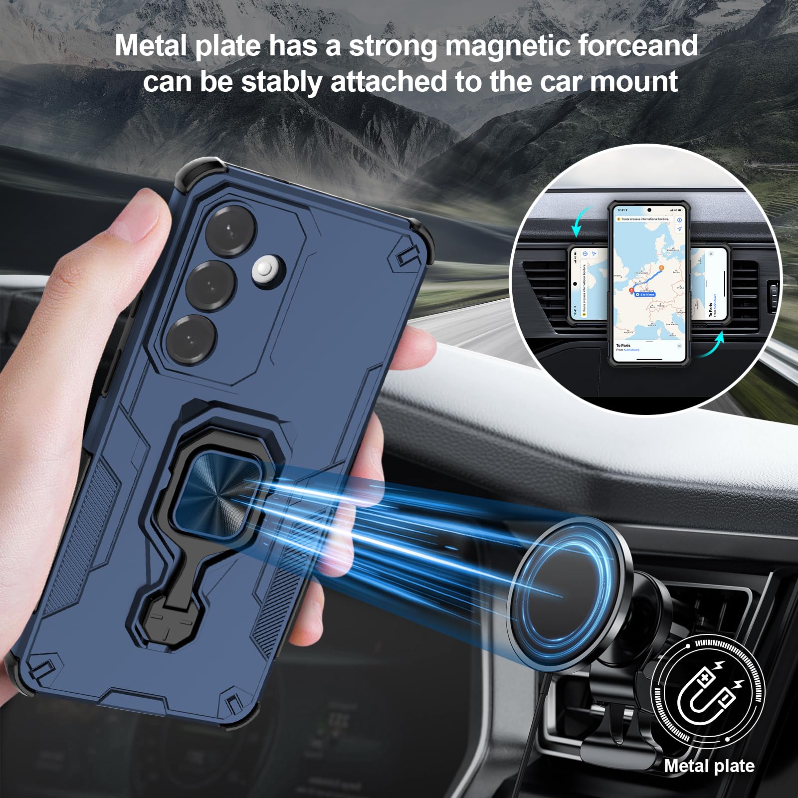 Funda para CMF Phone 2 Pro, Carcasa Antigolpes con Soporte anular metálico, Case Protectora de Grado Militar, Negro — view 1572