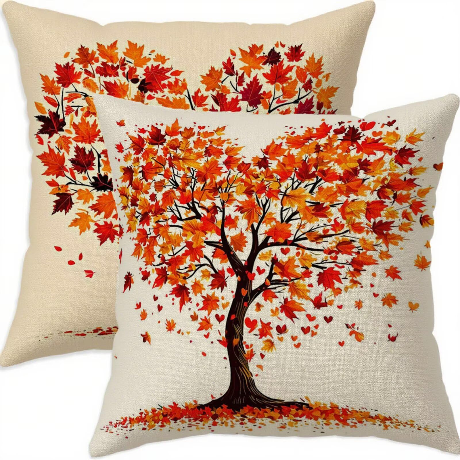 Lot de 2 housse coussin 65x65cm rouge carré lin imperméable A-634