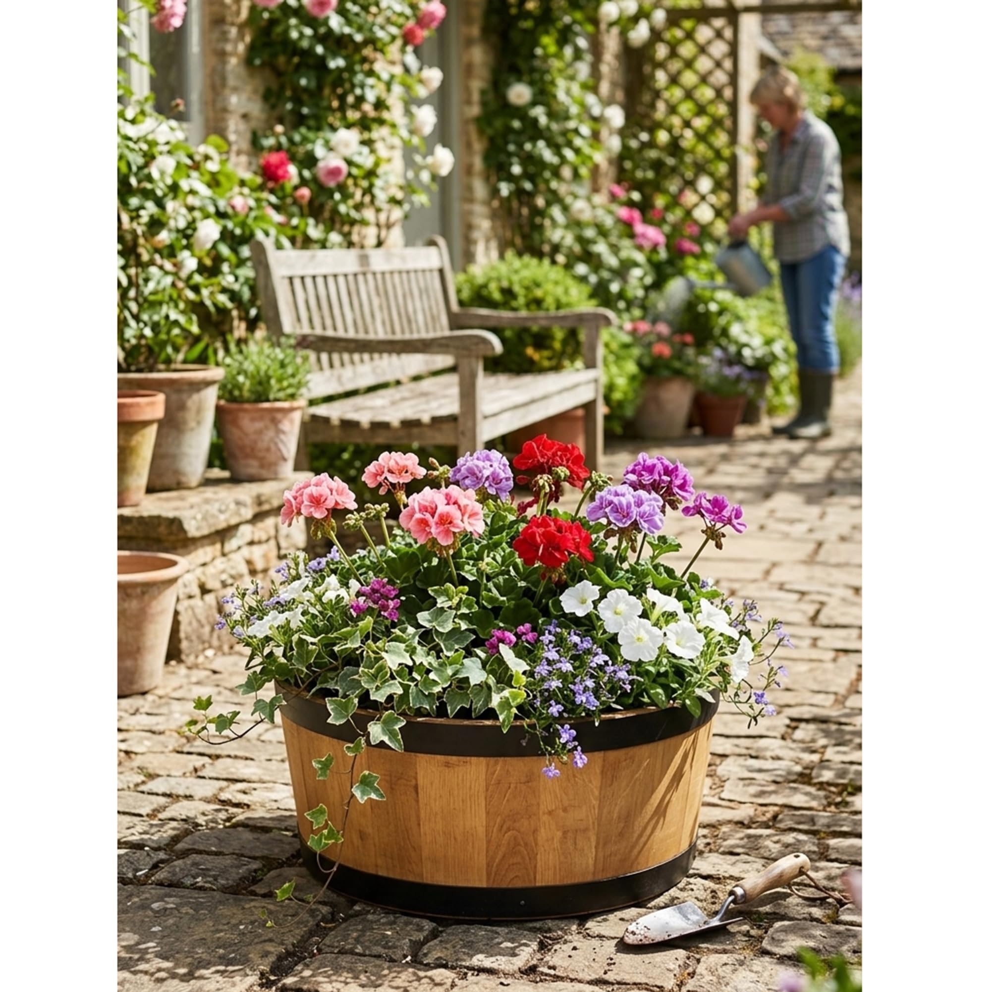 Creative Cooper Wisząca Donica Drewniana Ø 46 cm – Donica w Kształcie Beczki z Litego Drewna Olchowego, Kwietnik Wiszący, Donica Ogrodowa, W Pełni Zmontowana