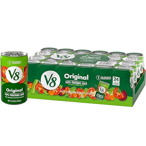 V8 Jugo original 100 de verduras mezcla de verduras con jugo de tomate lata de 55 onzas líquidas paquete de 24