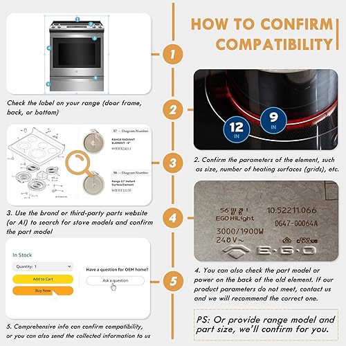 Miniatura 2 de WB30T10133 - Elemento de superficie radiante dual de 9 pulgadas6 pulgadas, compatible con estufa eléctrica GE Hotpoint, WB30X24111 Elemento de