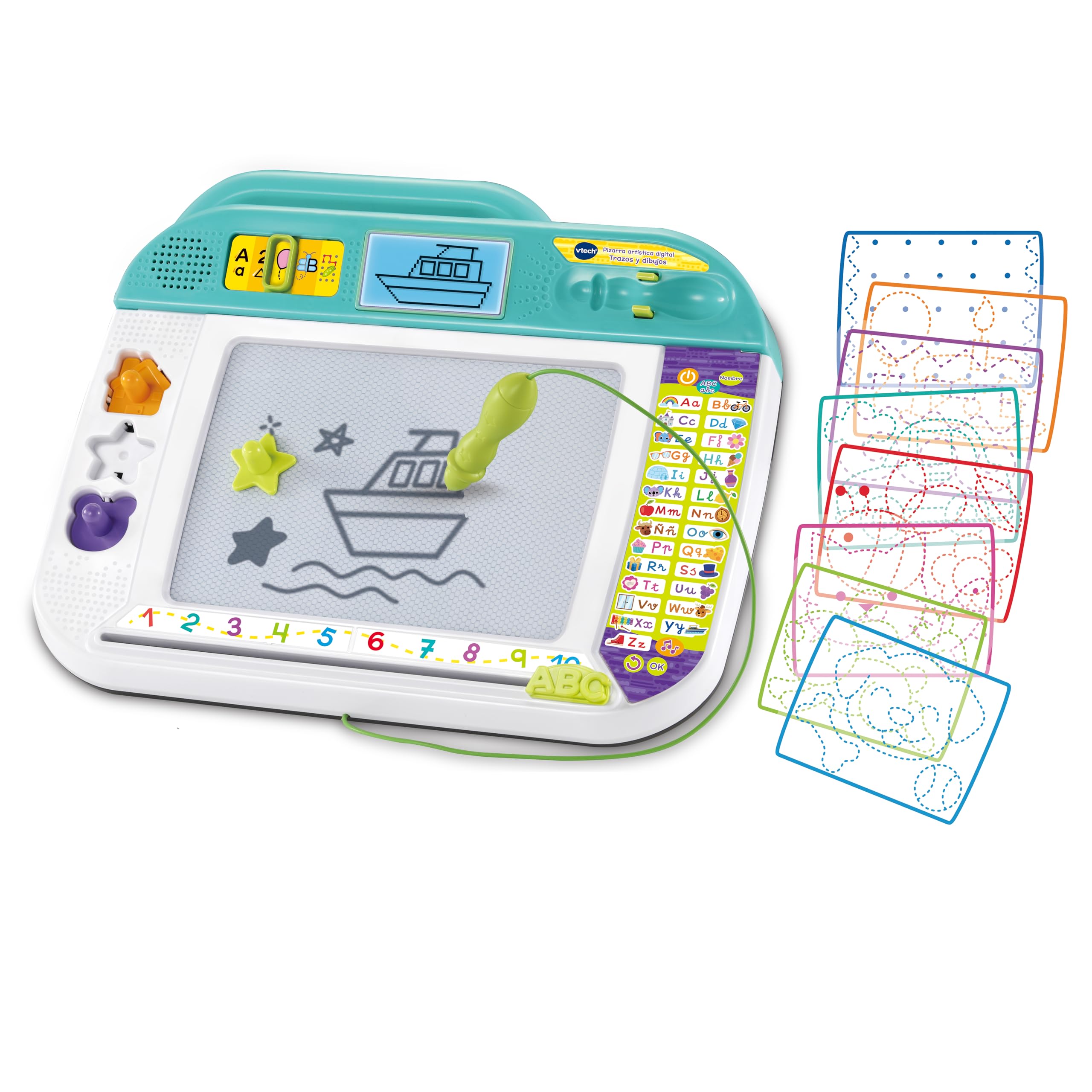 VTech - Pizarra Artística Digital Trazos y Dibujos, Pantalla LCD, Voz Interactiva, Juguete Educativo 3-8 años, Versión ESP