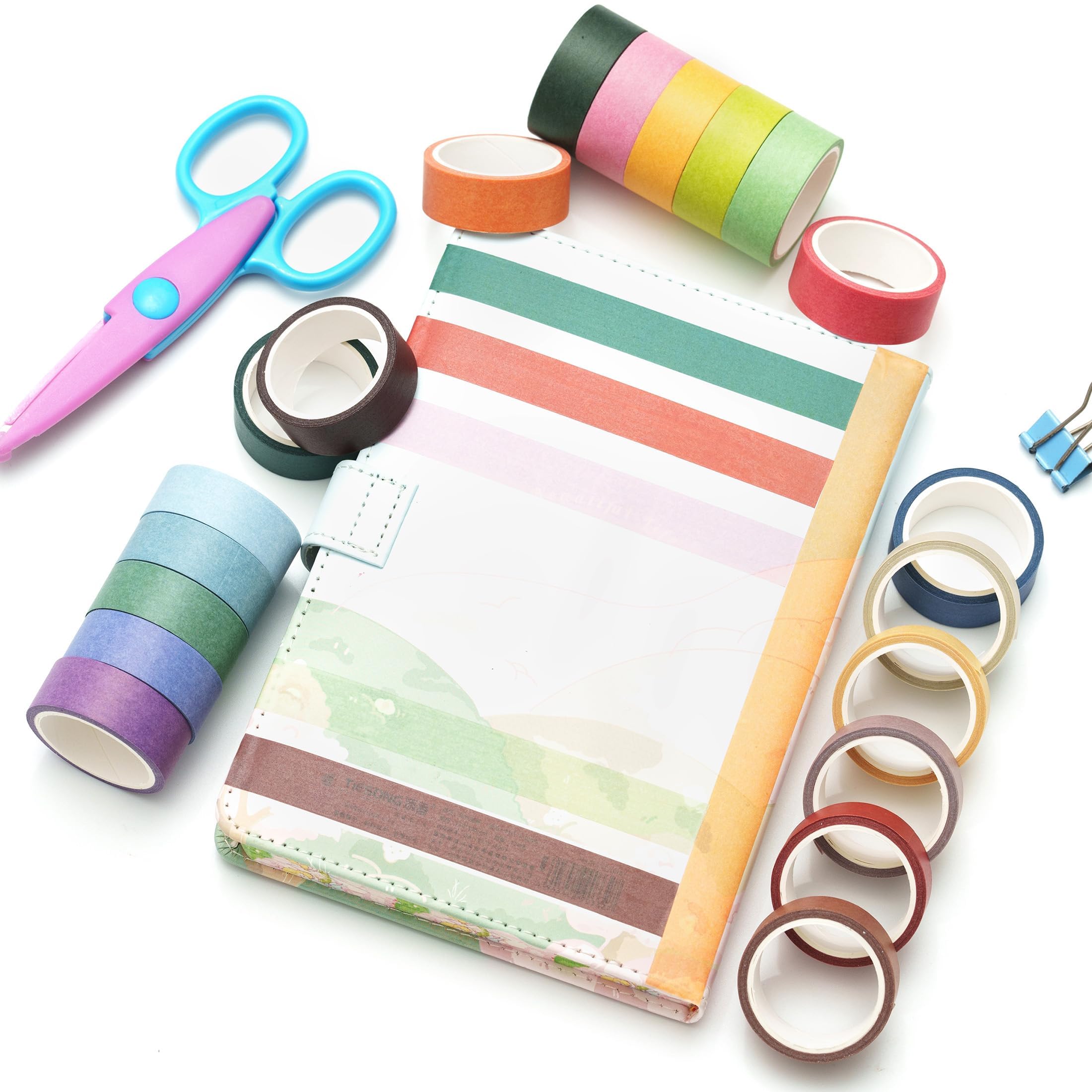 YUBX 20 rollen washi tape, set regenboog, masking tape, decoratieve washi- tape, kleurrijk voor doe-het-zelvers, decoratief handwerk, geschenkverpakking, scrapbook