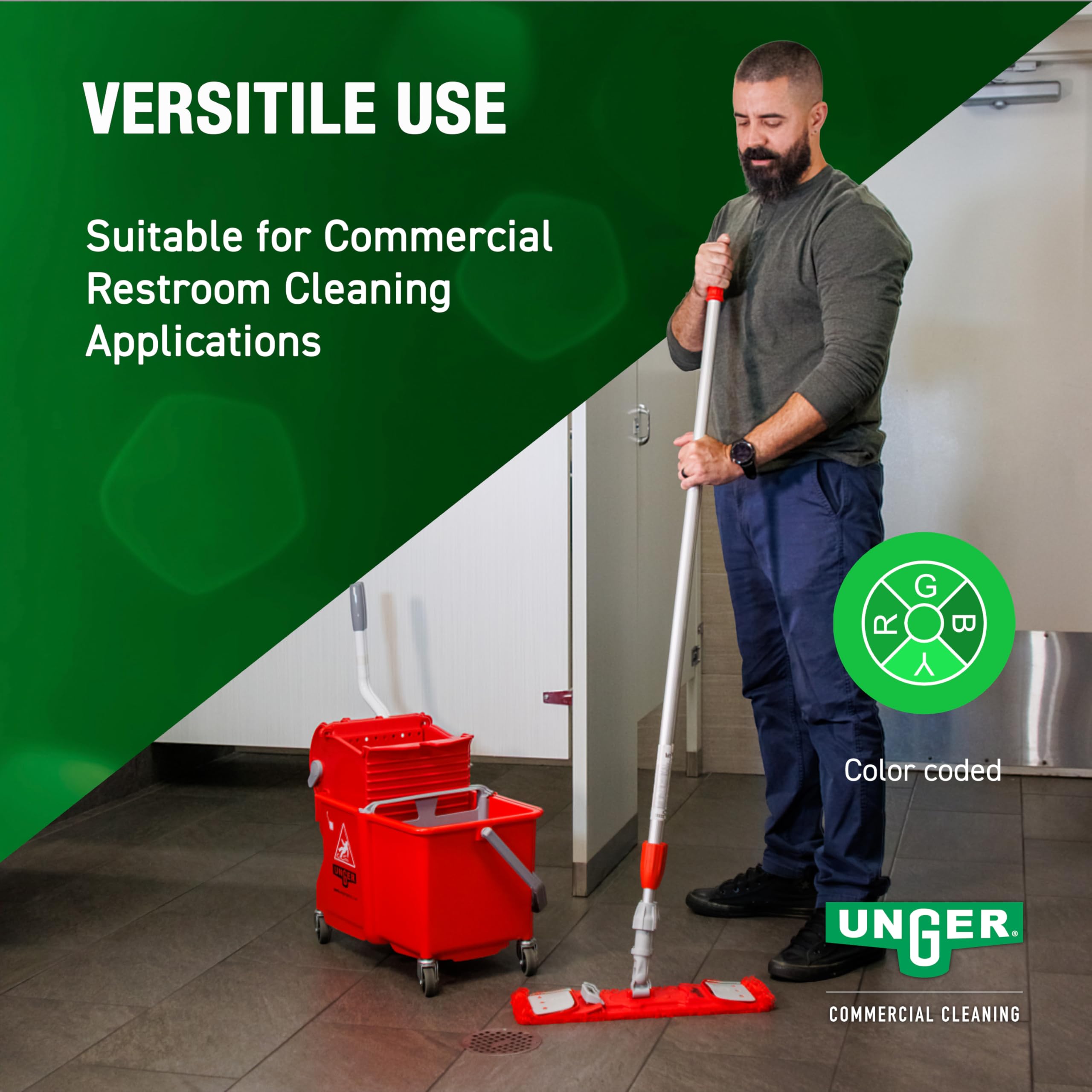 Unger 4 gallon cubo de fregar side-press baño Combo en rojo