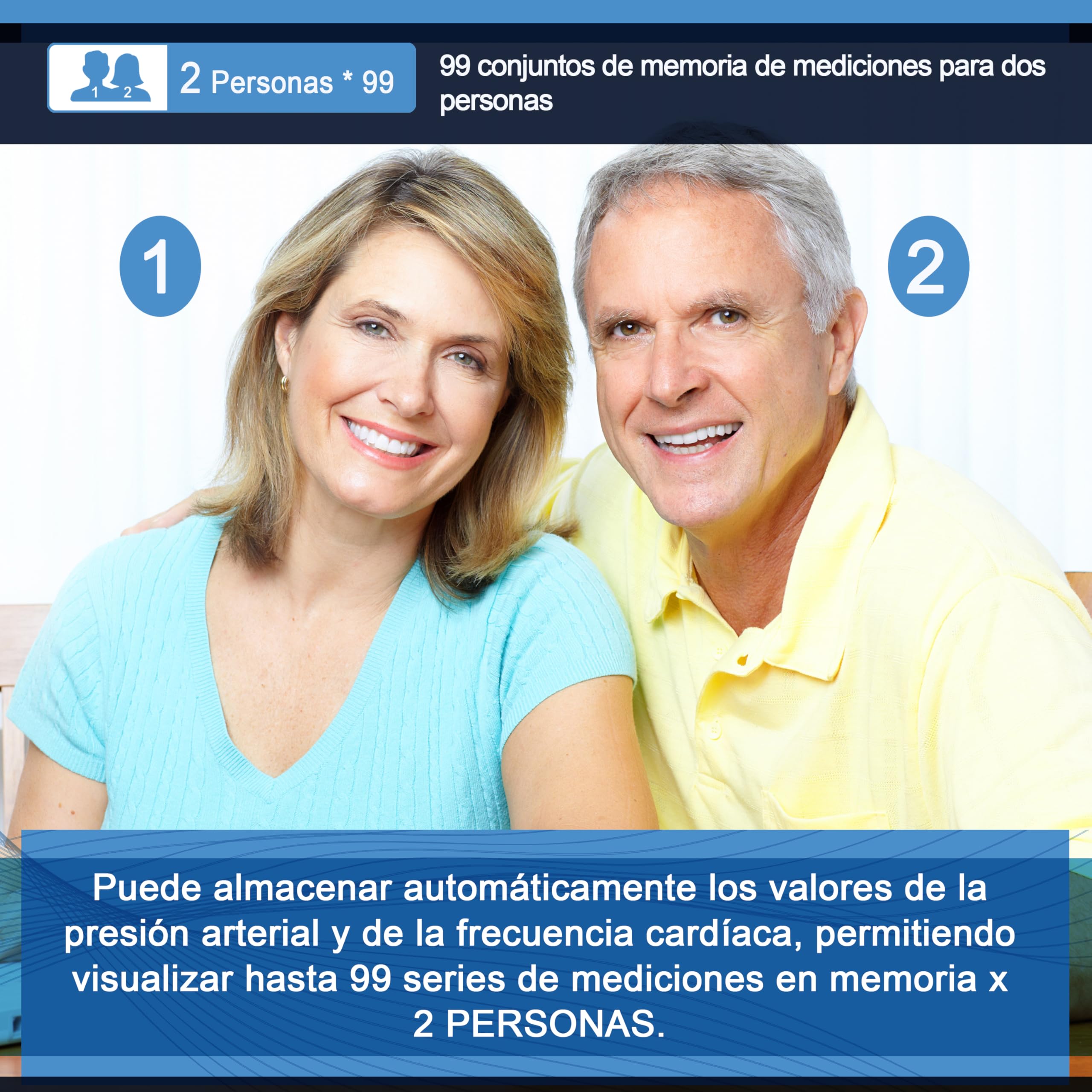 DinamicaMed A-159 Tensiómetro de Brazo, Medidor de Presión Arterial de Brazo con 2 × 99 Memorias, Tensiómetro de Brazo con Retroiluminación.