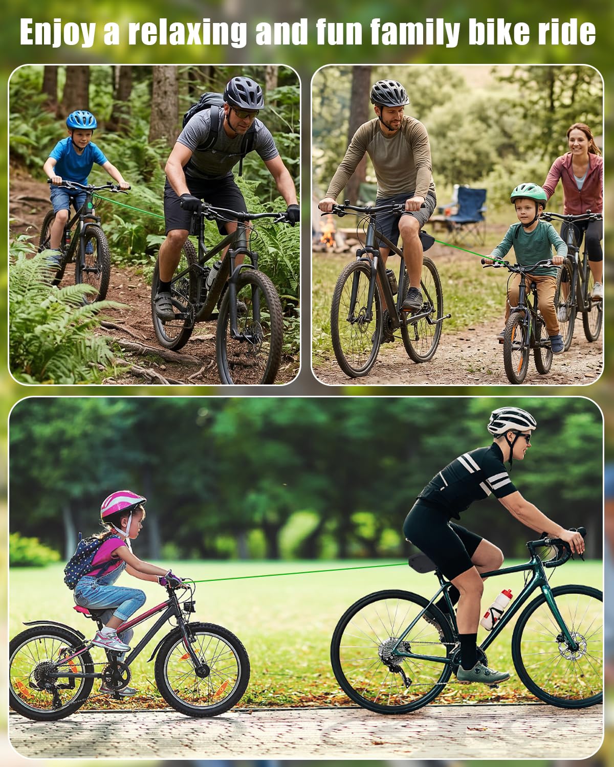 Corda di Traino per Bicicletta Bambin 2.5m, Corda di Trazione Retrattile Portatile, Traino Bici Bambino Fune, Fune da Trazione, Portata 200 lbs, per MTB, E-Bike