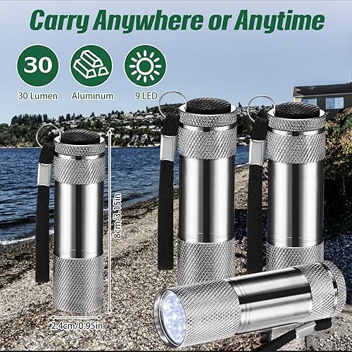 Miniatura 8 de VIHOSE 32 mini linternas a granel, luz flash de mano de aluminio brillante con cordón, pequeñas linternas LED para niños lectura nocturna,