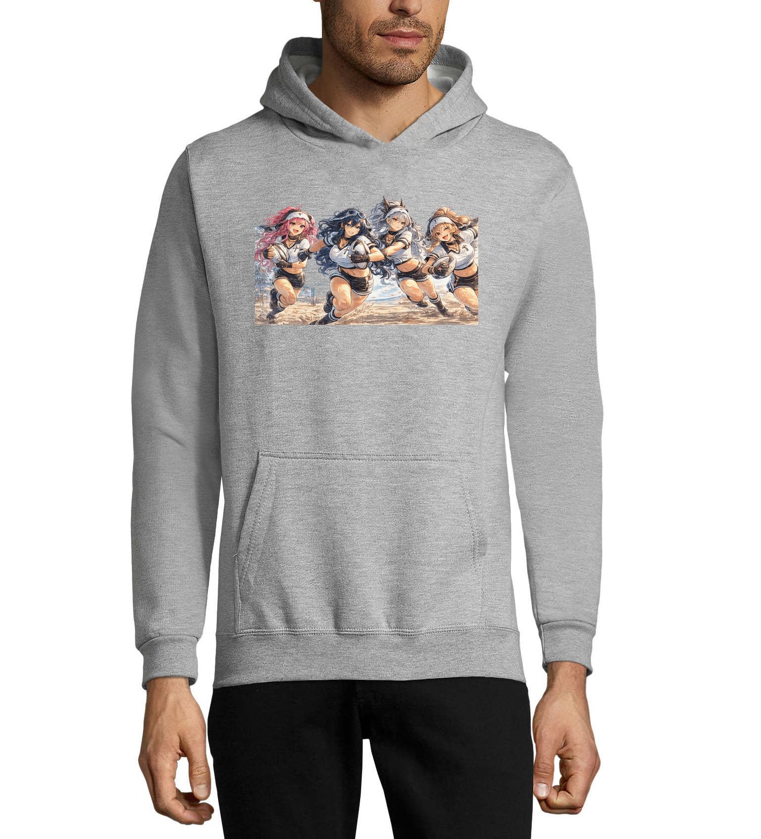 Energetic Kapuzen-Sweatshirt für Mädchen mit Team-Sport, Unisex, Baumwollmischgewebe, Grau