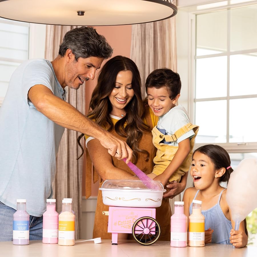 Nostalgia Vintage Cotton Candy Machine - Countertop Cotton Candy Maker With 2 Reusable Cones & 1 Sugar Scoop - Use Hard Candy or Sugar to Create Fluffy, Delicious Treats in Minutes-Pink - image 6