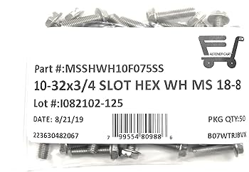 へむ 10-32X3/4 Slotted Hex Washer Head Machine Screws 18-8