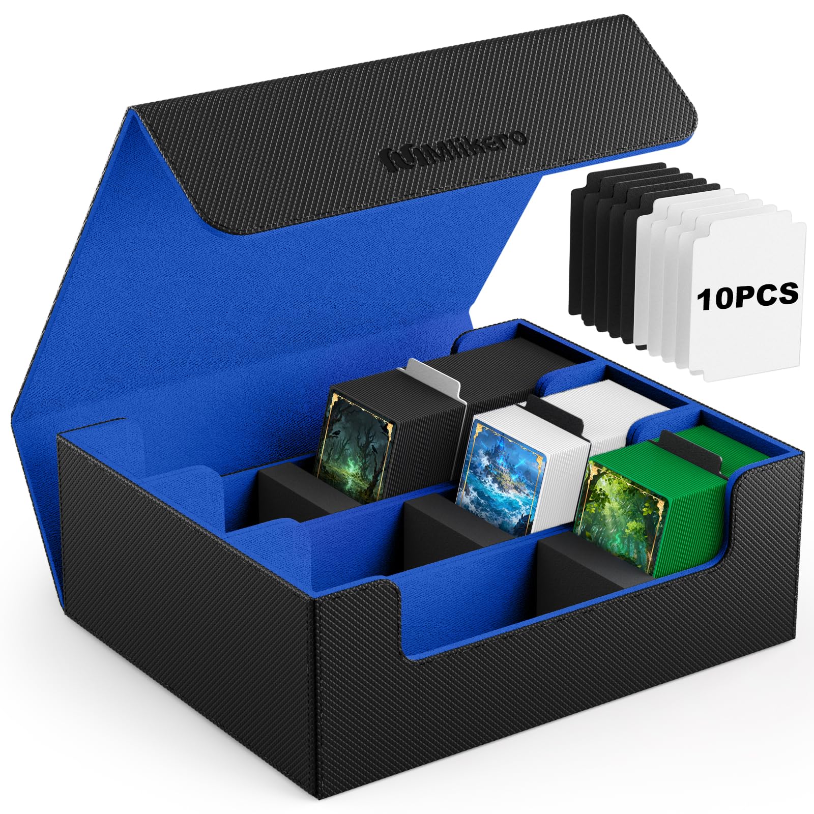 Mlikero Sammelkarten-Aufbewahrungsbox, Magnetische Karten Deck-Box passend für MTG, Sammelkarten und Sportkarten, Premium Karten Deck-Box mit kompatiblen Kartenteilern