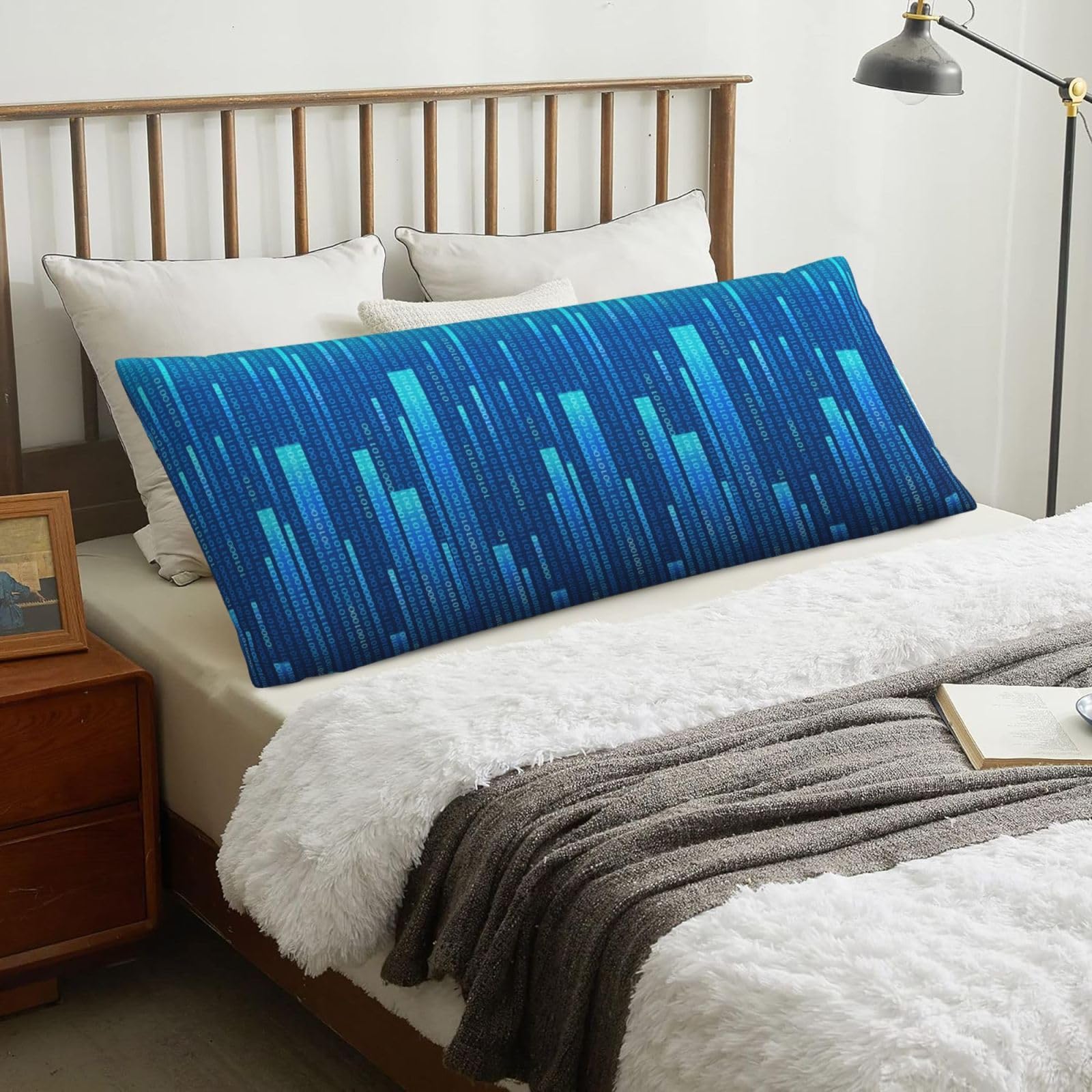 Programmer Code Blue, Body Pillow Cover with Zipper,Long Body Pillowcase 20 x 60 in