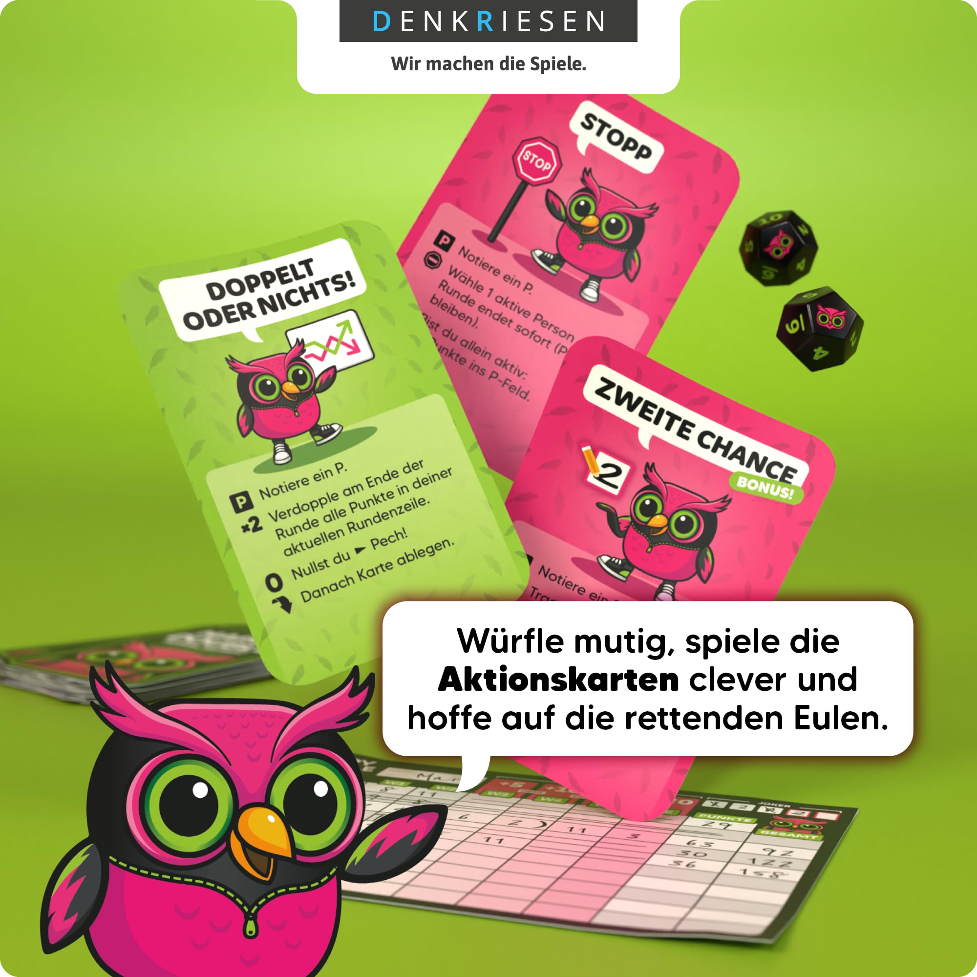 DENKRIESEN Happy Double – Kartenspiel mit Würfeln für Kinder & Familie | 2–8 Spieler, ab 8 Jahren | einfaches Gesellschaftsspiel mit hohem Spaßfaktor | ideal für Spieleabend & Reisen oder als Geschenk - 5