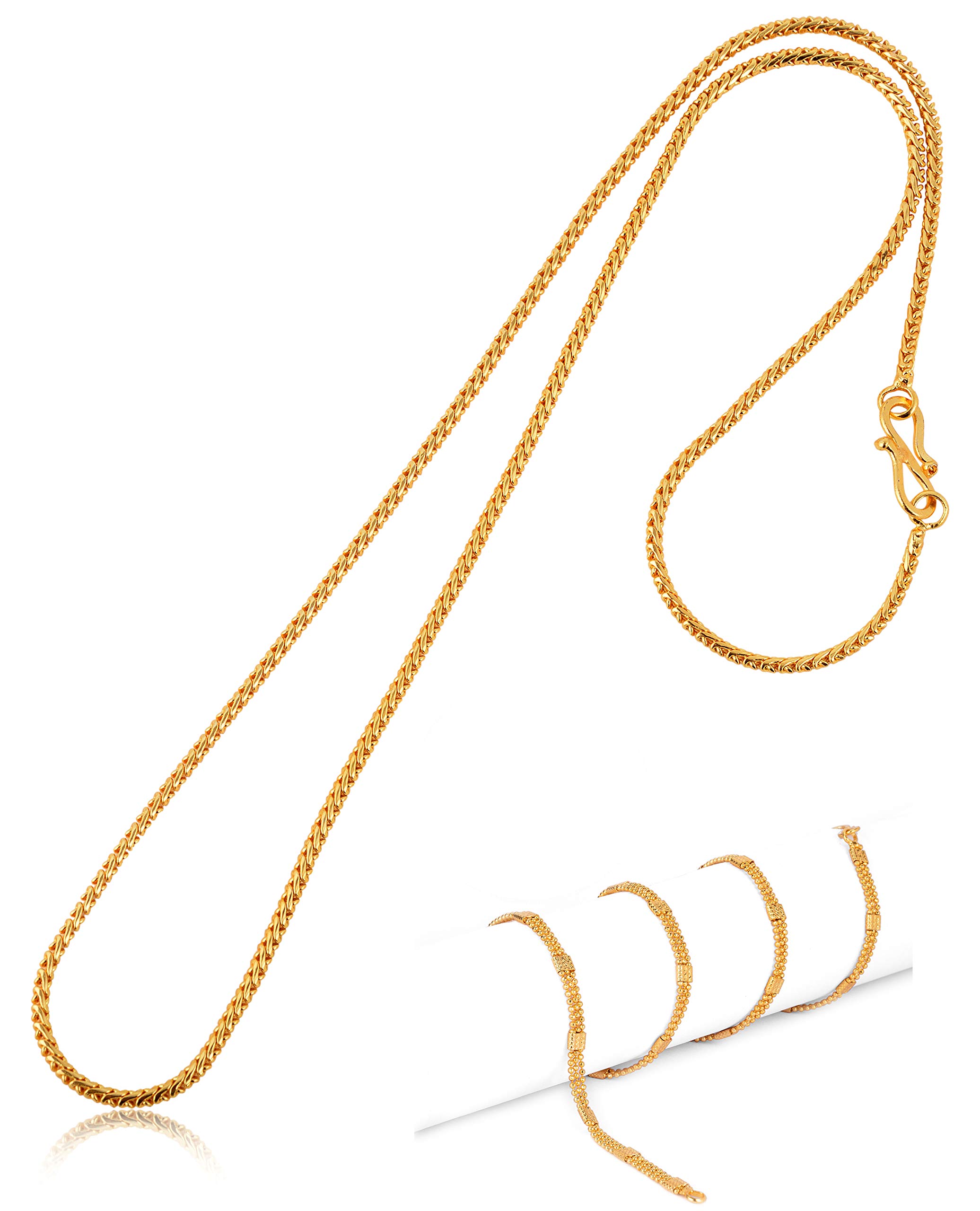 AanyaCentric Pack of 2, 1 Gram Gold Jewellery Chains For Men Chain Boys Accessories Women Antique Fashion Jewelry Girls Necklace (B07H2YSD33) Amazon Price History, Amazon Price Tracker