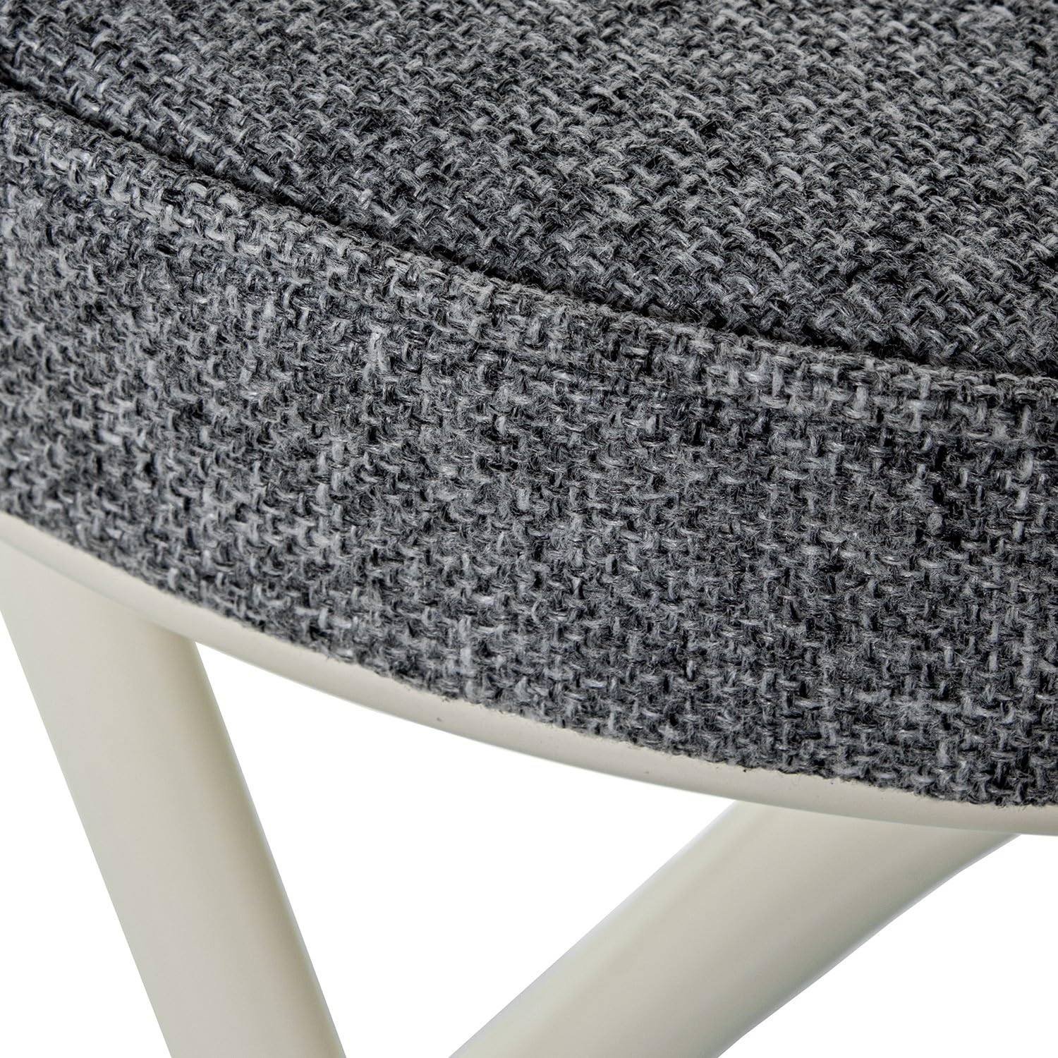 DRW Taburete Alto con Respaldo Plegable de Metal y Tela en Blanco y Gris 42x30x93 cm